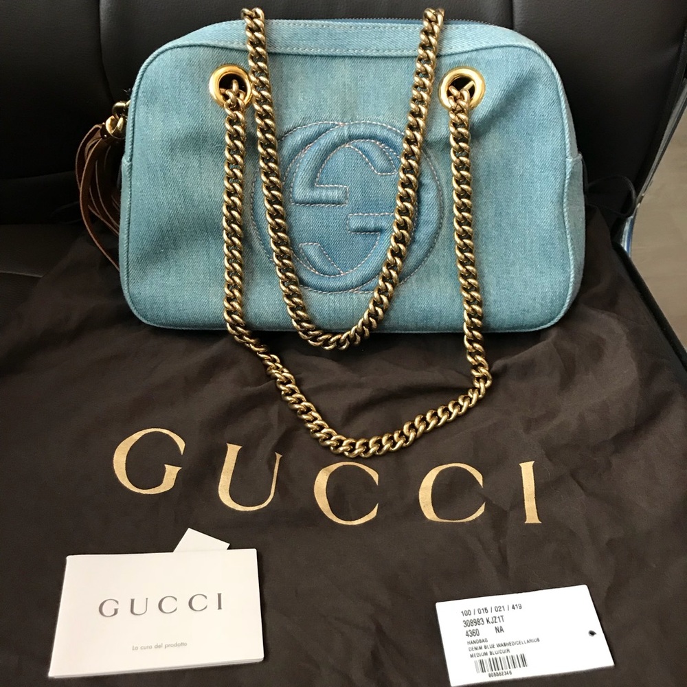 SOLD! Authentic Gucci Denim Shoulder Bag